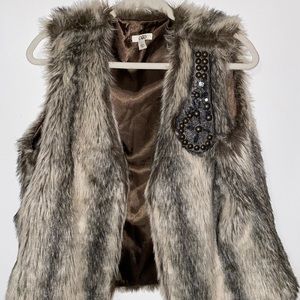 Cream and Brown Fur Cato Vest